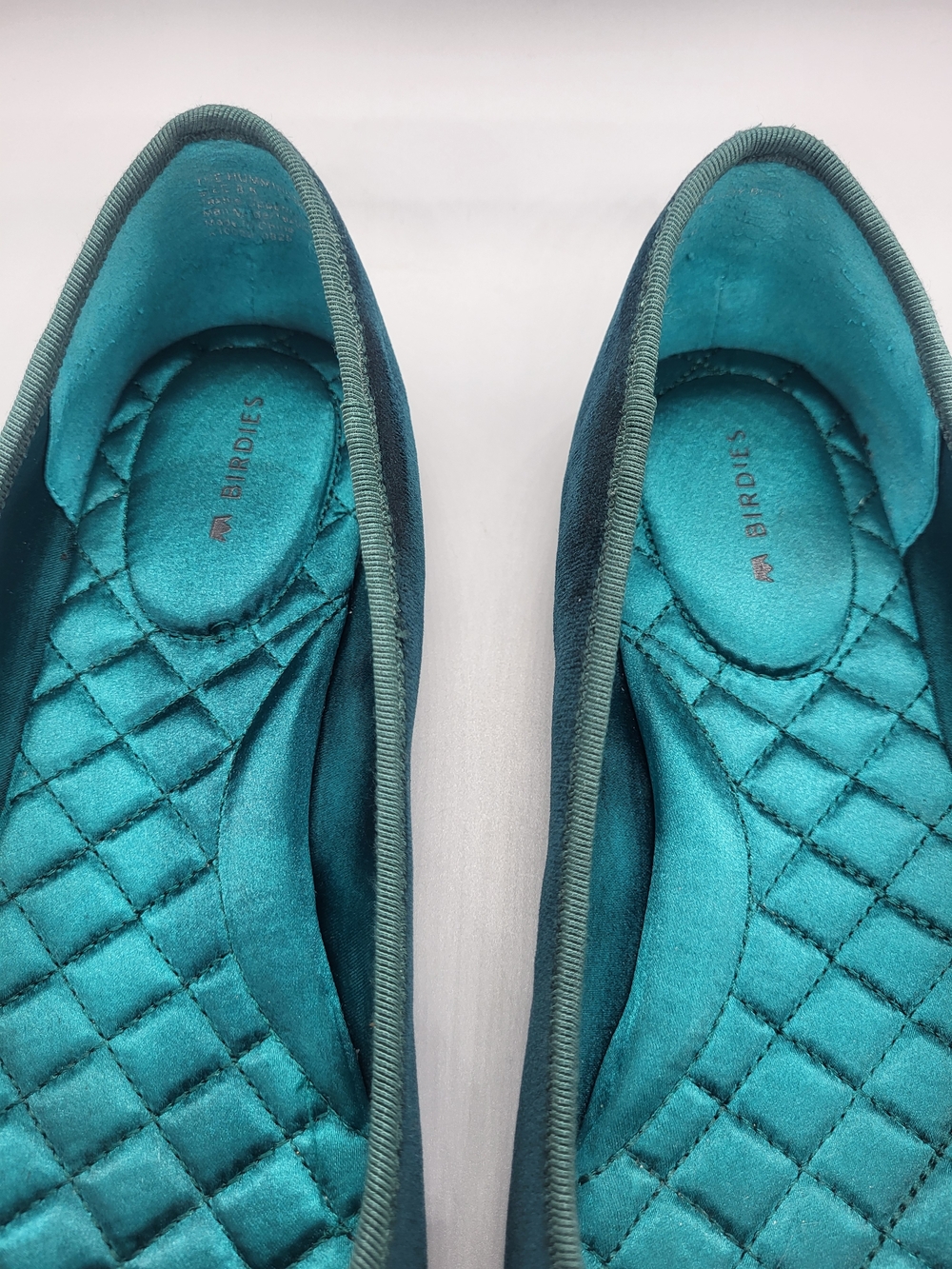 Birdies Teal Velvet Flats with Crystal Bow - Picture 3 of 14